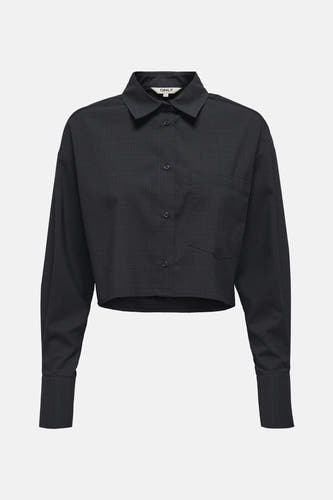 Chemise grise à manches longues de ONLY, avec un motif de carreaux, une poche po poitrine et une fermeture à boutons.