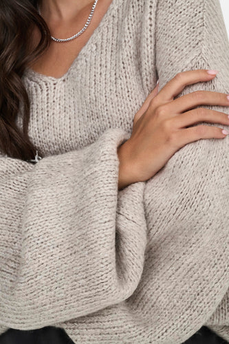 Pull à col en V - écru - JDY