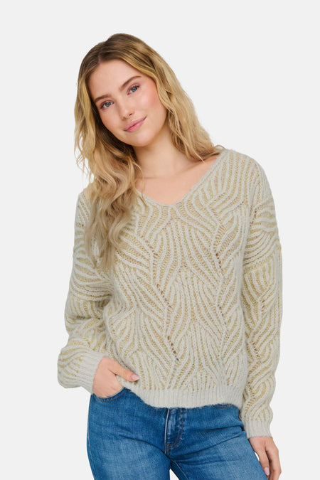 ONLELIN LIFE LS V-NECK CC KNT