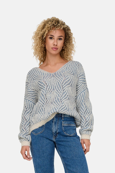 ONLELIN LIFE LS V-NECK CC KNT