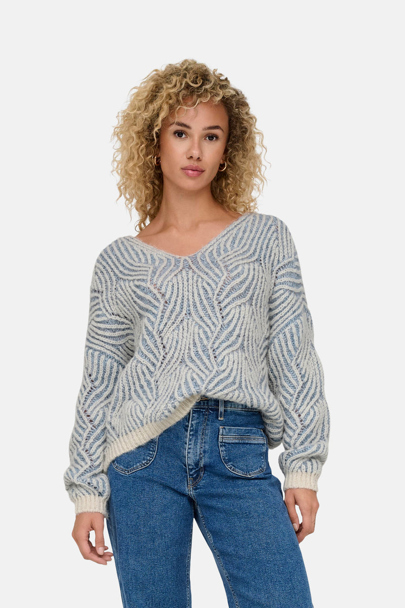 ONLELIN LIFE LS V-NECK CC KNT