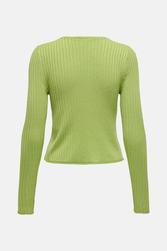 Gilet vert de ONLY, avec des manches longues et une texture côtelée sur l'arrière.