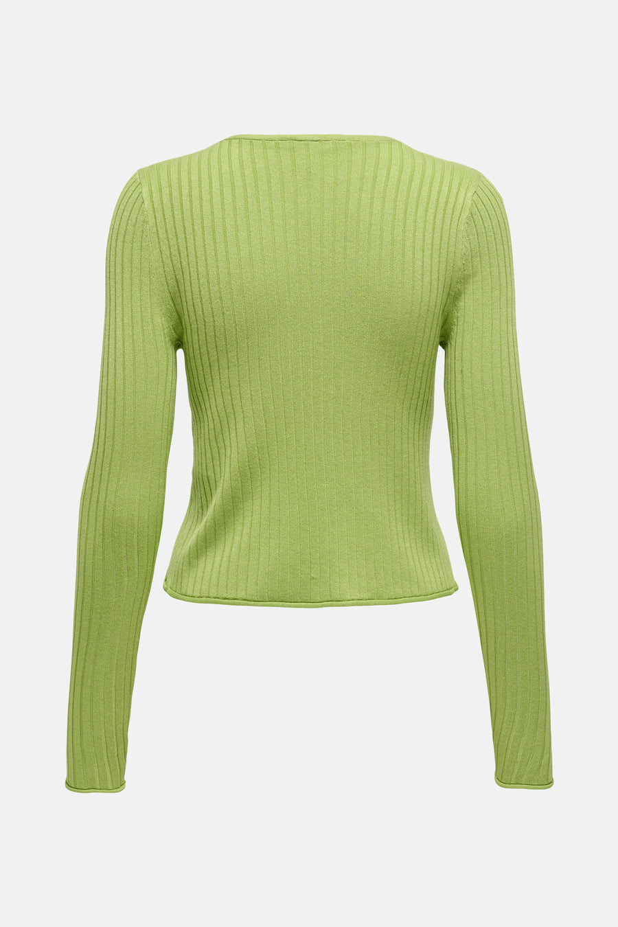 Gilet vert de ONLY, avec des manches longues et une texture côtelée sur l'arrière.