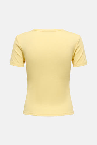 T-shirt jaune à manches courtes de ONLY®, texture rayée.