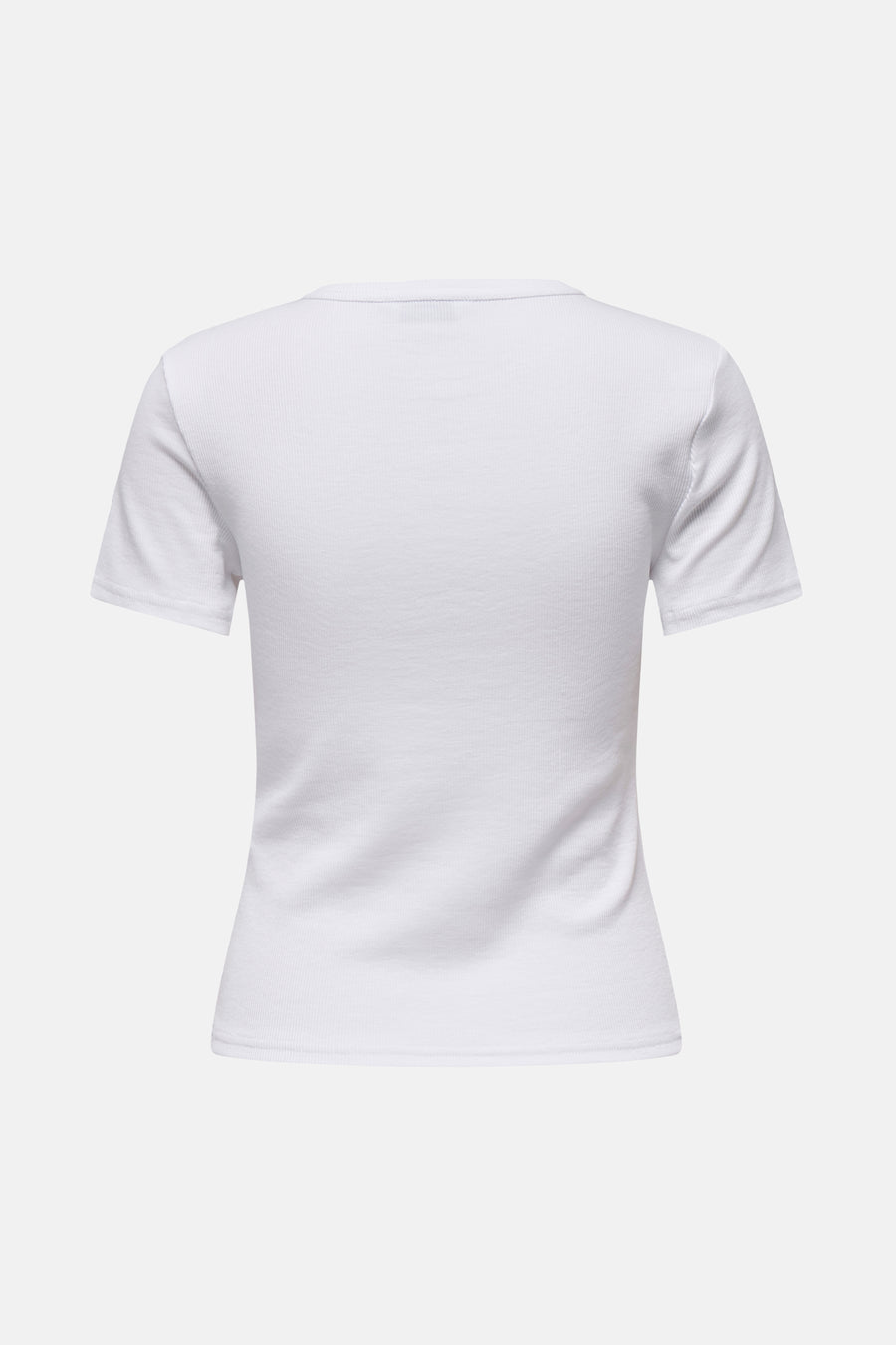 T-shirt blanc à manches courtes d'ONLY, avec une fine structure en côtes.