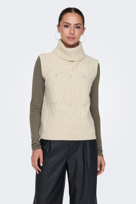 JDYELBA LIFE S/L ROLL NECK VEST KNT