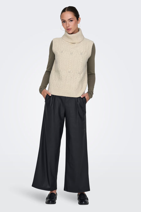 JDYELBA LIFE S/L ROLL NECK VEST KNT