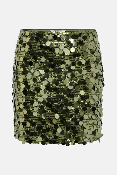 Robe verte et courte d'ONLY, avec des détails pailletés.