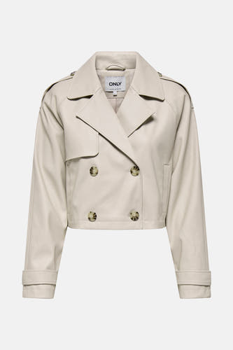 Ecru manteau court de ONLY, avec une fermeture à double bouton et des epaulettes sur les épaules.