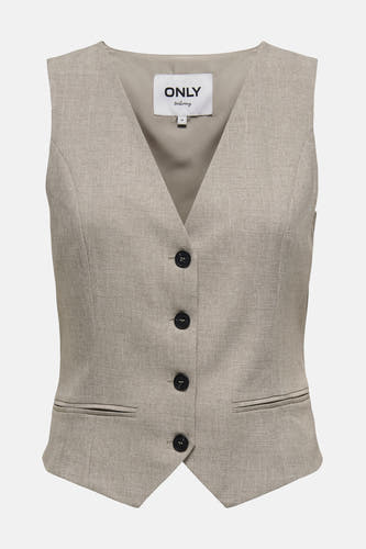 Blazer femme beige ONLY, avec fermeture à boutons et poches discrètes.