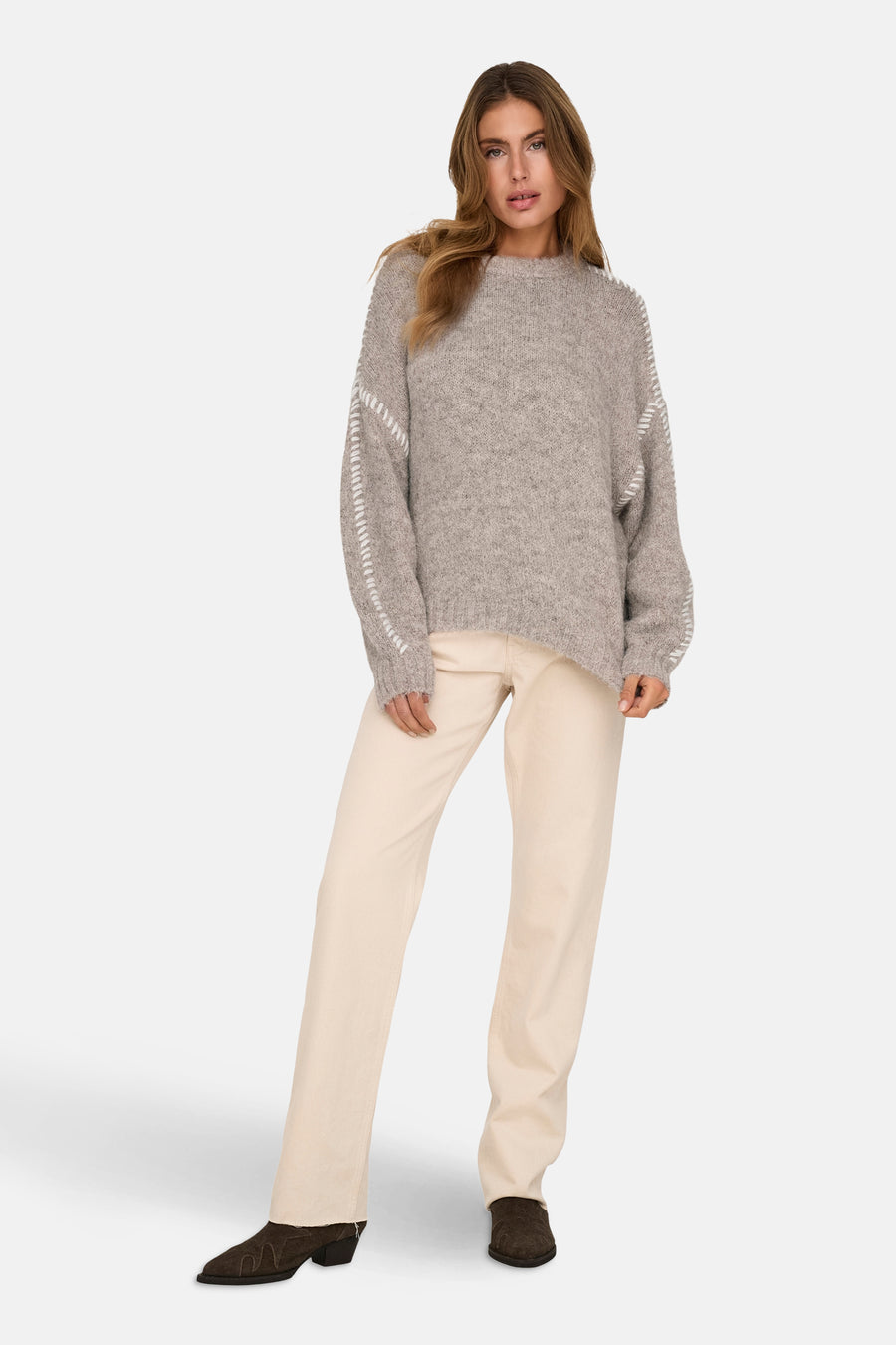 Pull à col rond - beige - JDY