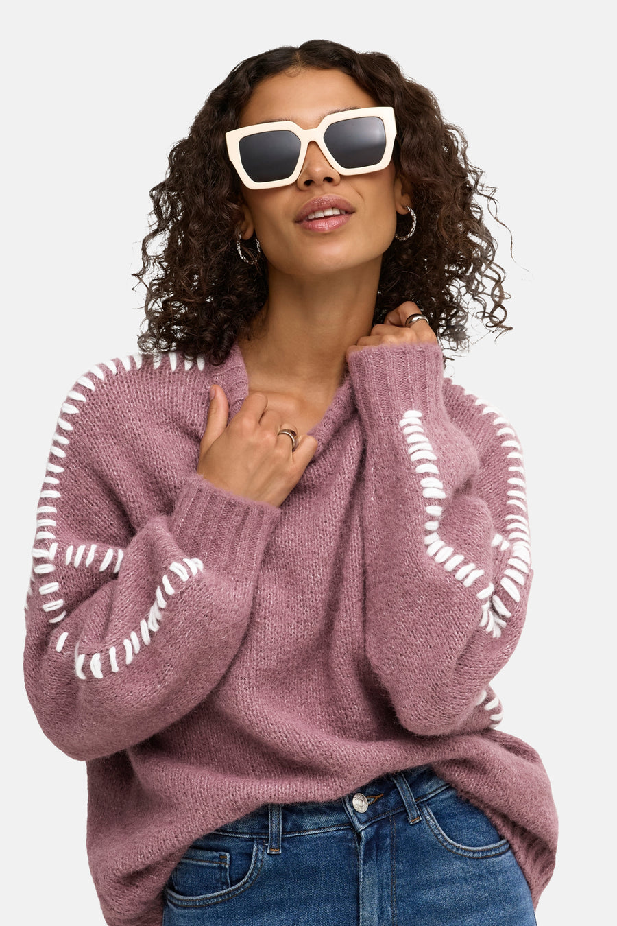 Pull col O rose - JDY