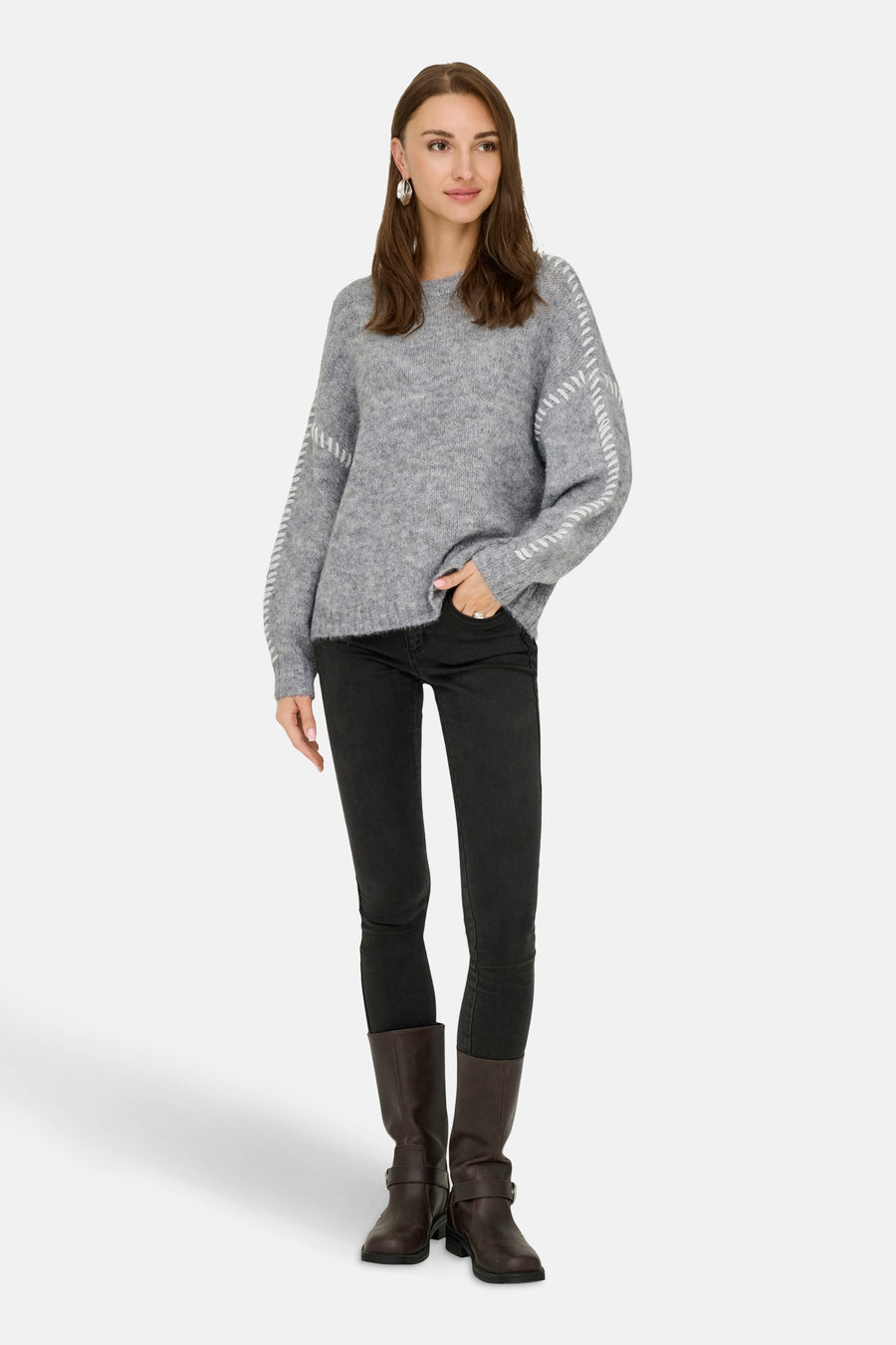 Pull à col rond - gris - JDY