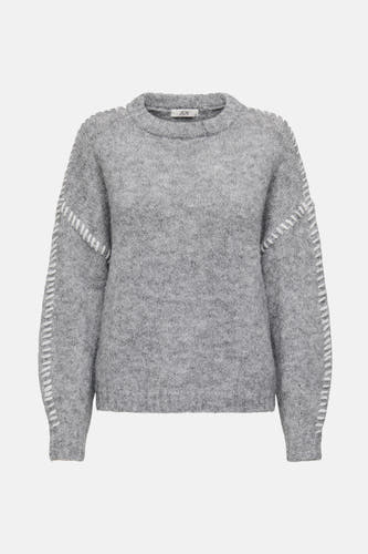 Sweat-shirt gris avec col rond de JDY, doté de points blancs décoratifs sur les manches.