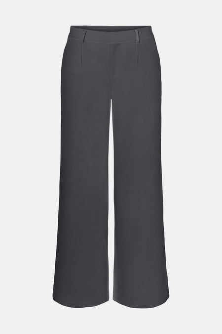 Pantalon gris de JDY avec des jambes larges et une ceinture ajustée.
