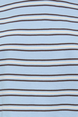 Blauw T-shirt met lange mouwen van ONLY®, met bruine en witte horizontale strepen over de stof.
