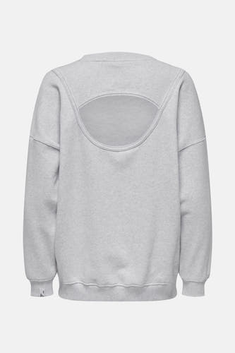Pull-over gris avec col rond de ONLY, avec un détail ouvert sur le dos.