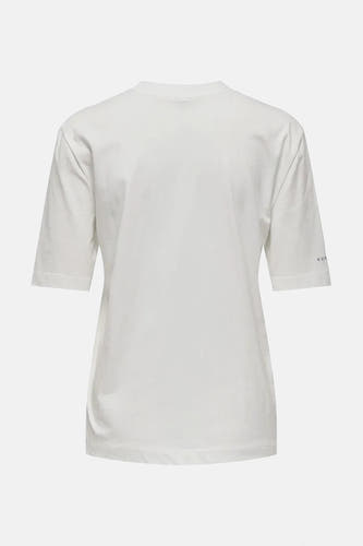 T-shirt blanc à manches courtes de ONLY, couleur unie, avec une marque subtile sur la manche.