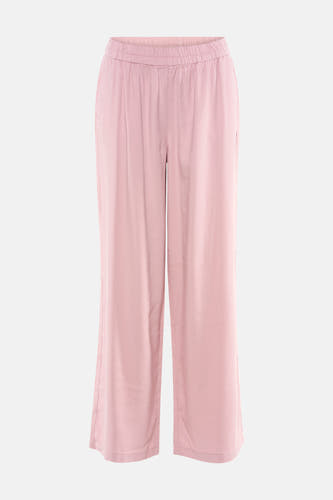 Pantalon rose ONLY® avec taille élastique et jambes larges, photographié de face.
