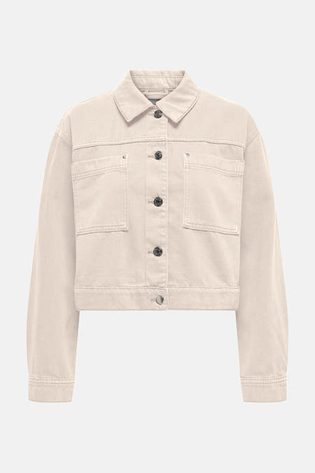Mauve court manteau d'ONLY, avec des manches longues et une fermeture à boutons.