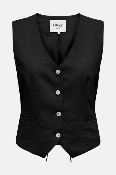 Blazer noir d'ONLY Tailoring avec fermeture à boutons et poches passepoilées.