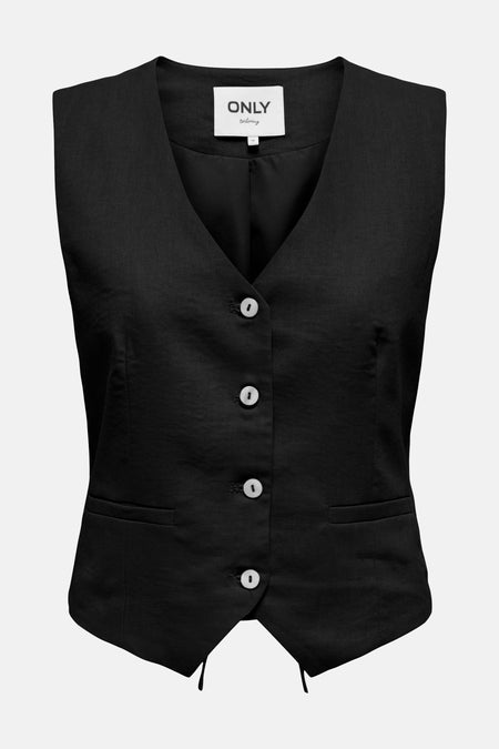 Blazer noir d'ONLY Tailoring avec fermeture à boutons et poches passepoilées.