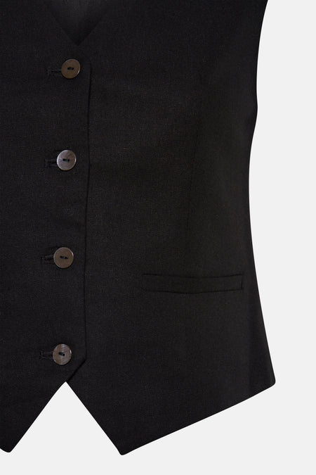 Blazer noir d'ONLY, avec fermeture à boutons et petit poche.