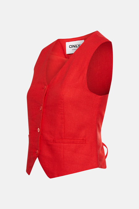 Blazer rouge de ONLY tailoring, avec fermeture à boutons et un détail de poche subtil.