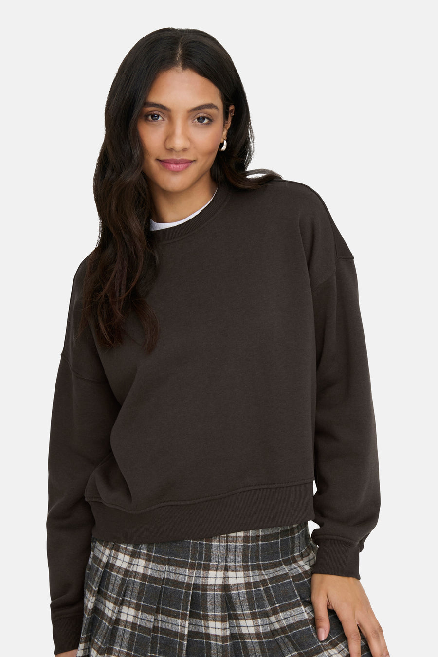 Sweat col O - brun