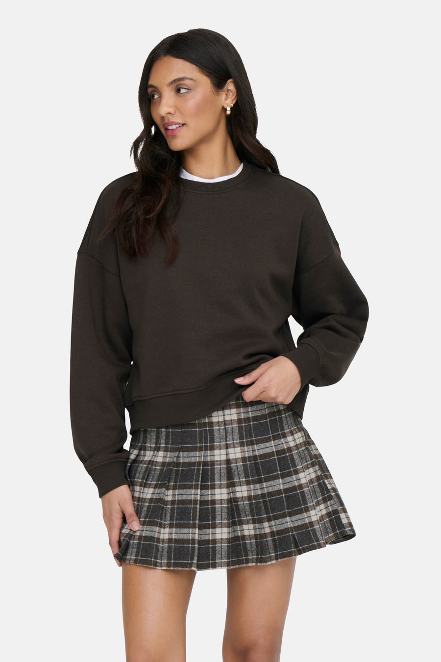 Sweat col O - brun