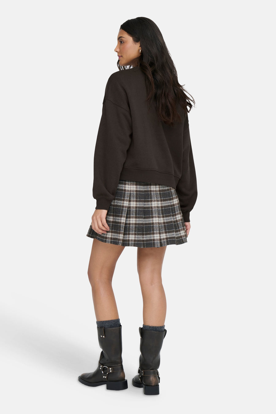 Sweat col O - brun