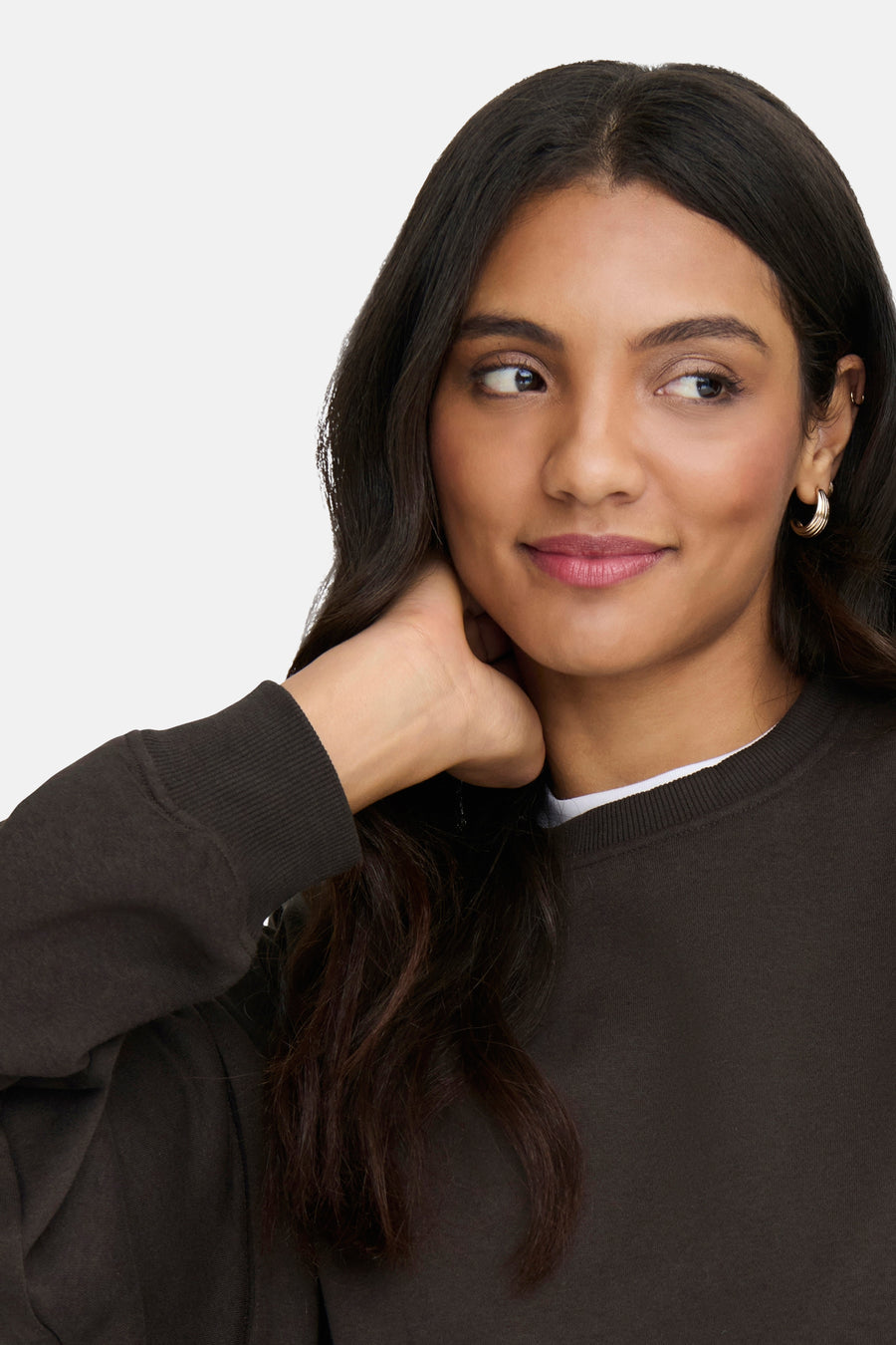 Sweat col O - brun