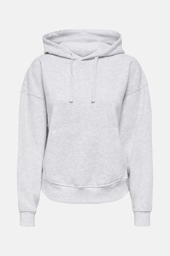 Pull gris à capuche ONLY, avec des manches longues et une poche kangourou.