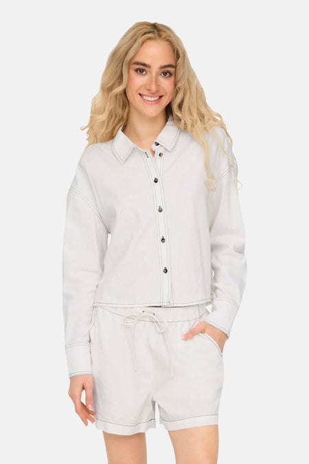 ONLCARO L/S LINEN BL CROP SHIRT CC PNT