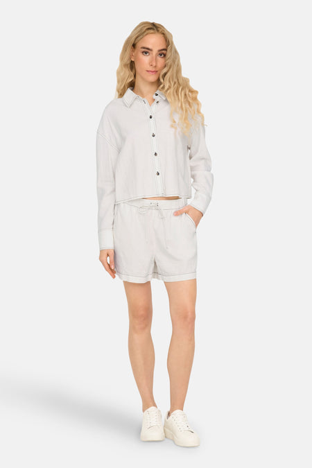 ONLCARO L/S LINEN BL CROP SHIRT CC PNT
