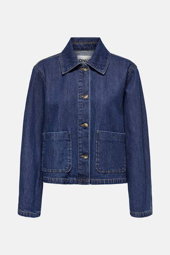 Veste en jeans bleu marine de ONLY, avec fermeture à boutons et poches brodées.