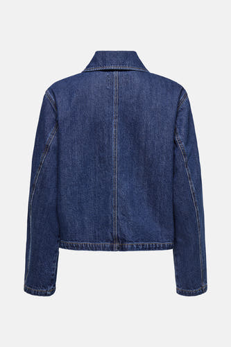 Veste de jeans bleu marine d'ONLY, avec des manches longues et des détails en tissu denim.