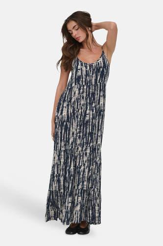 Blauw mouwloos maxi-kleedje van ONLY met een gebroken wit abstract patroon.