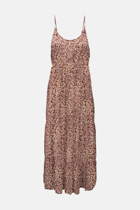 Robe courte rouge sans manches de ONLY® avec motif abstrait de feuilles et fines bretelles.