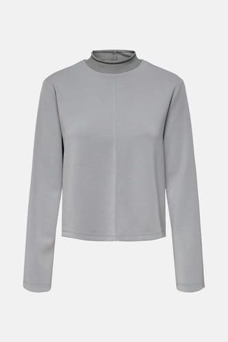 T-shirt gris à manches longues de JDY, avec un col et un tissu lisse.