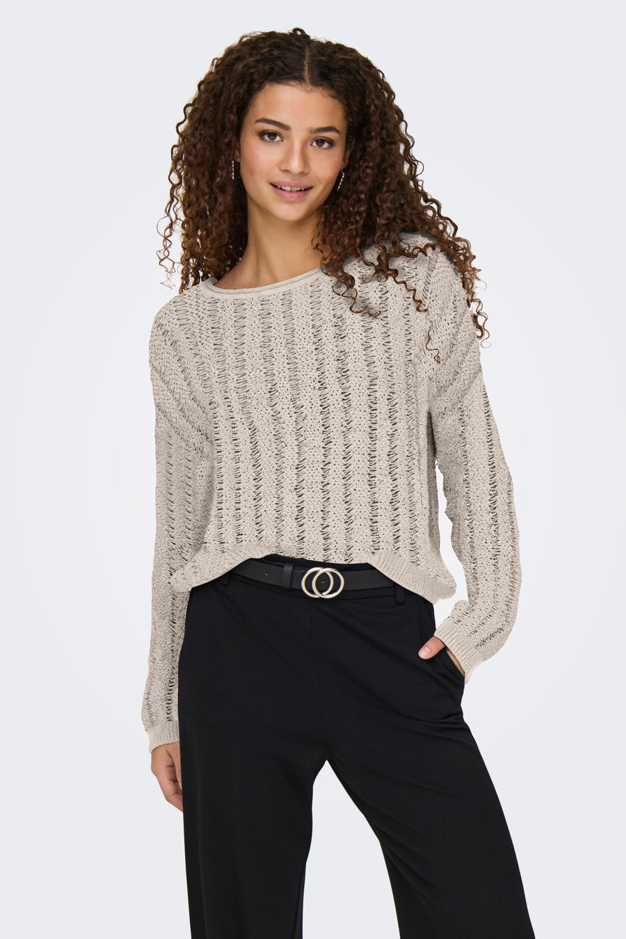 Pull à col rond - Beige - ONLY®
