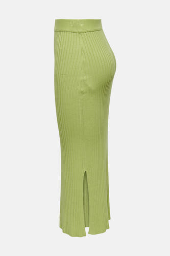 Robe verte ONLY, avec une texture côtelée et une fente sur le côté.