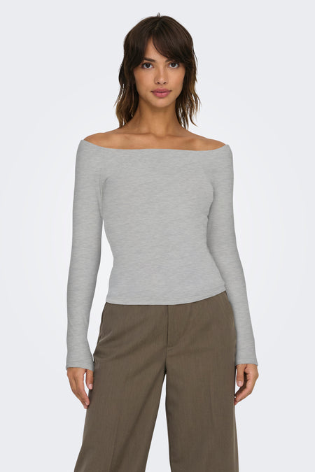 ONLGLAMOUR L/S BOAT NECK TOP BOX CC JRS