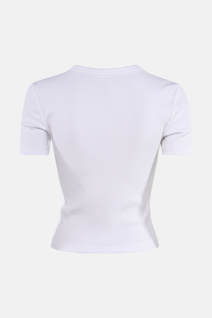 Wit T-shirt met korte mouwen van ONLY, geribbelde textuur, eenvoudige ronde hals en getailleerde pasvorm.