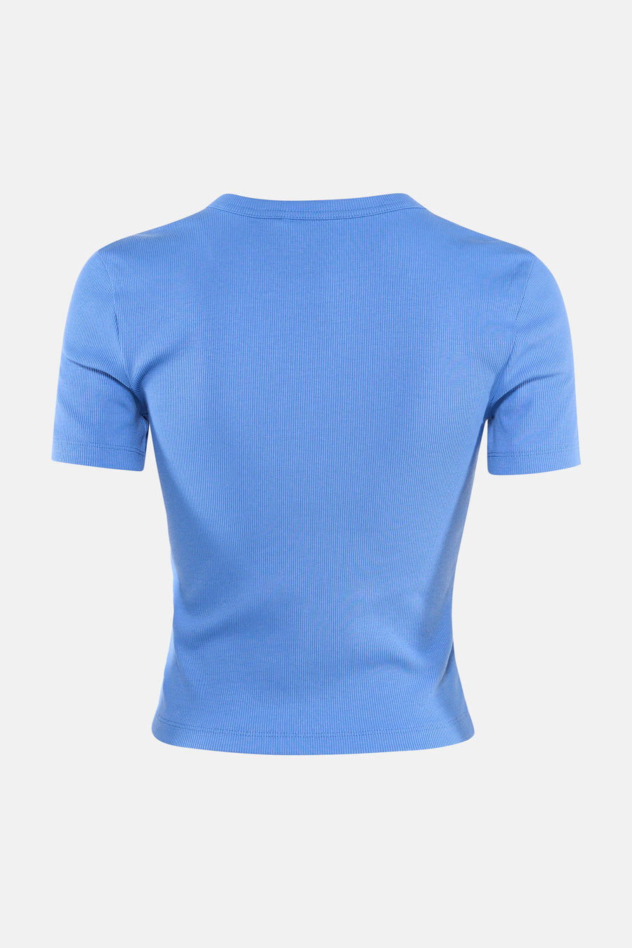 Blauw T-shirt met korte mouwen van ONLY, met een fijne ribstof textuur.