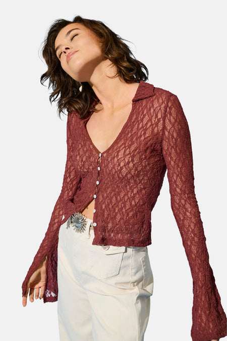ONLPUSLE LS LACE V-NECK TOP WVN