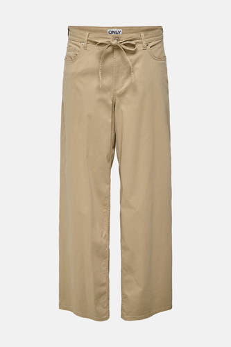 Pantalon beige de ONLY, avec des jambes larges et une ceinture à nouer.