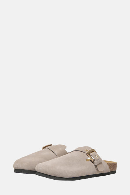 Sandales beige de ONLY, avec fermeture à glissière dorée et semelle en corne.