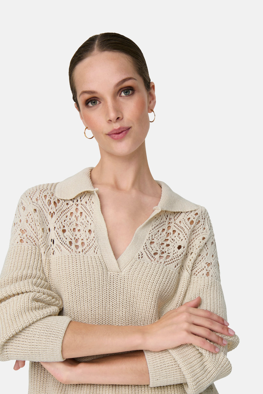 Pull à col en V - écru - ONLY®