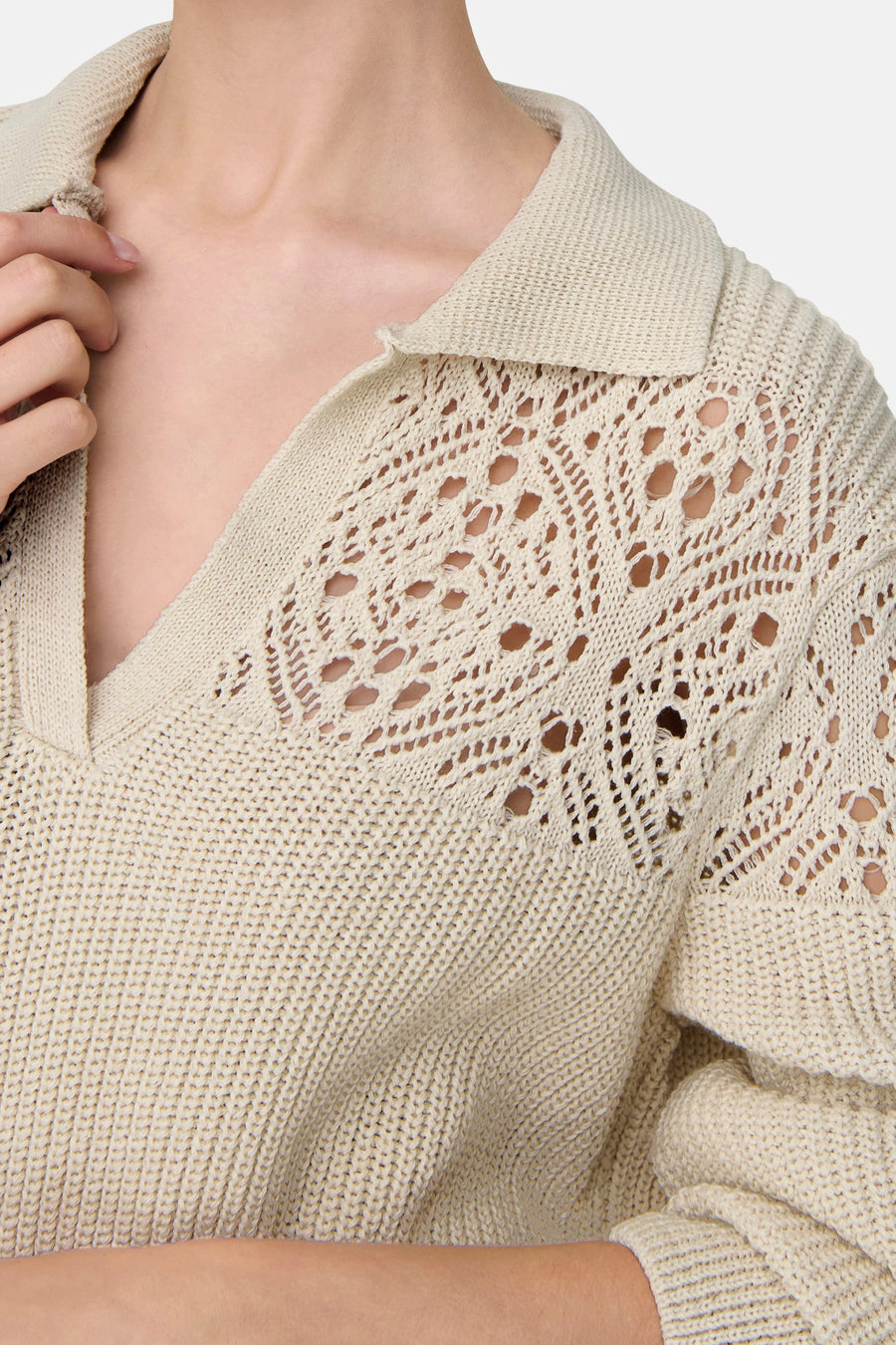 Pull à col en V - écru - ONLY®